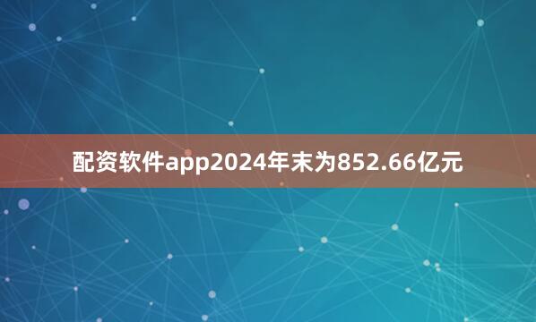 配资软件app2024年末为852.66亿元